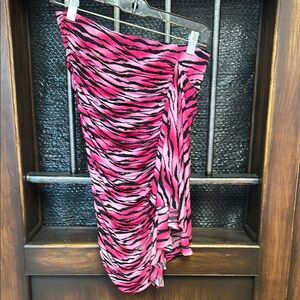Pink Zebra Print Ruched Skirt